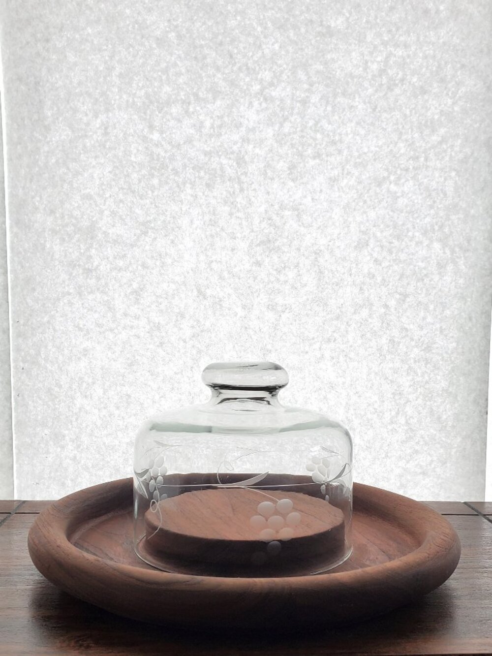Vintage Teak Wood/ Glass Cheese Cloche: Danish Modern Serveware
